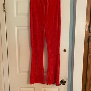 Urban Outfitters red velvet courderoy spandex pull on bell bottoms.